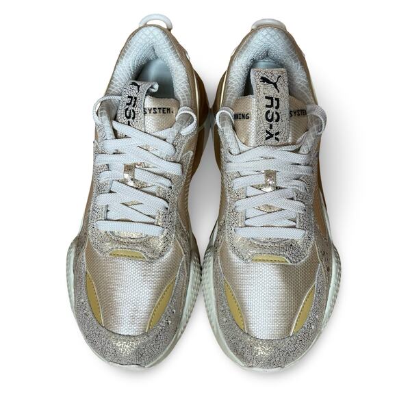 PUMA RS-X‎ Womens 9.5 Winter Glimmer Running Exercise Lace Up Sneaker Gold Glam - Picture 2 of 9